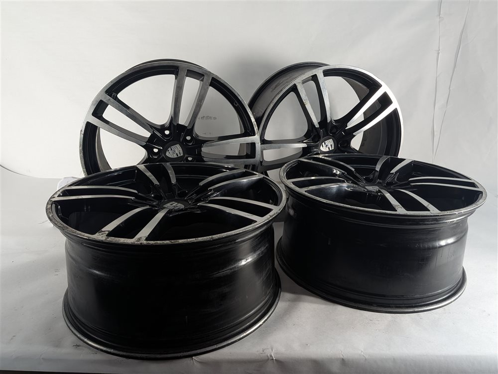 16 PORSCHE CAYENNE 958 22X10 AFTERMARKET TWIN 5 SPOKE BLACK MACHINED WHEEL SET/4