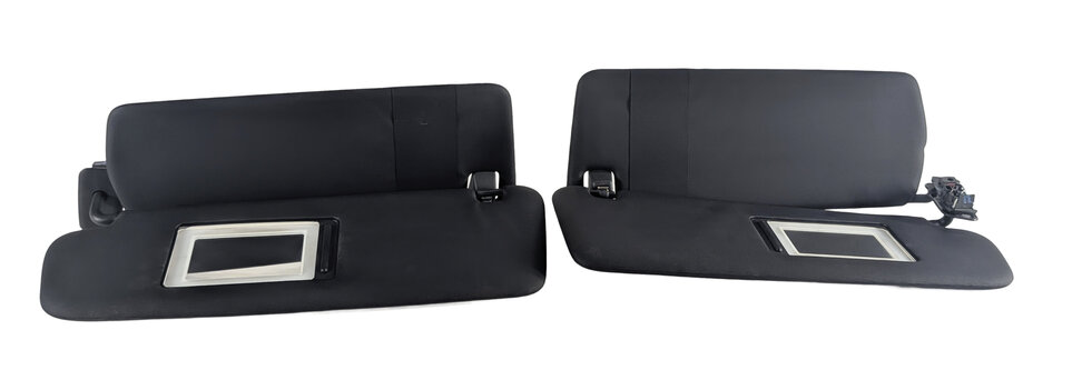Thumbnail 2: 15-18 PORSCHE CAYENNE 958 FRONT LEFT & RIGHT SUNVISOR VISOR SET (Black)