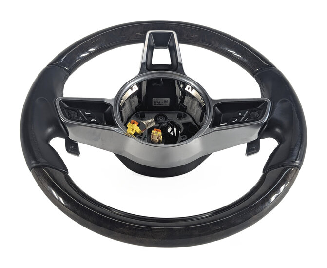 Thumbnail 2: 2015-2018 PORSCHE CAYENNE (958) WOOD STEERING WHEEL w/ PADDLES (Black)