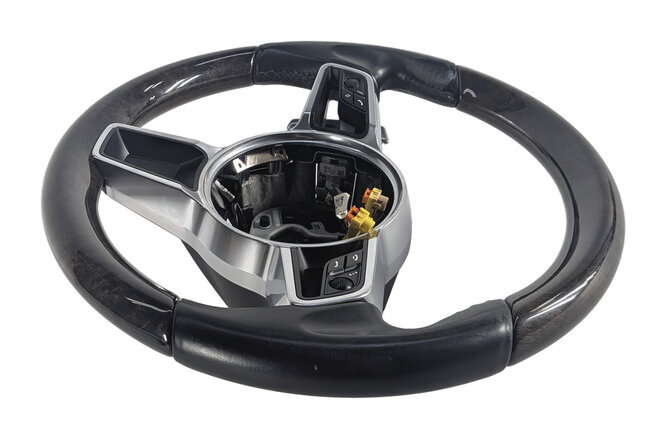 Thumbnail 5: 2015-2018 PORSCHE CAYENNE (958) WOOD STEERING WHEEL w/ PADDLES (Black)