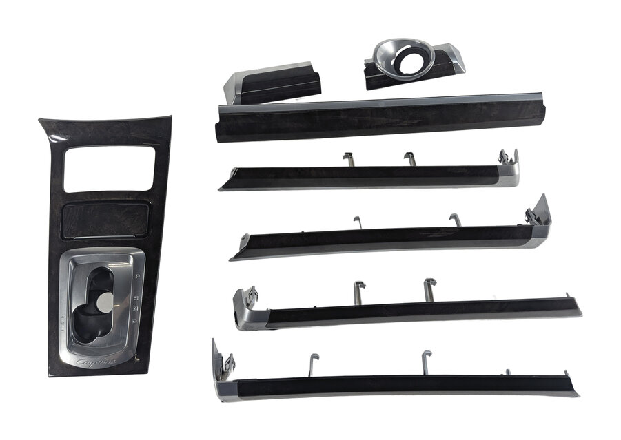2016 PORSCHE CAYENNE (958) DOOR DASH CENTER CONSOLE TRIM SET/8 (Dark Walnut)