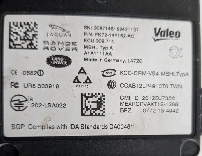 Thumbnail 9: 15-17 RANGE ROVER SPORT EVOQUE (L494 L538) REAR BLIND SPOT RADAR SENSOR MODULE