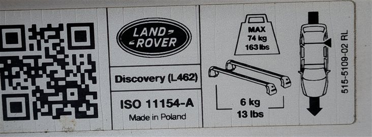 Thumbnail 8: 2017 LAND ROVER DISCOVERY (L462) FRONT & REAR ROOF RACK CROSS BARS SET/2 w/ KEYS