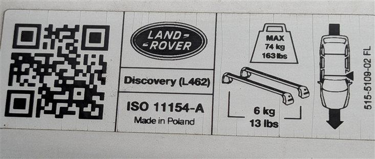 Thumbnail 9: 2017 LAND ROVER DISCOVERY (L462) FRONT & REAR ROOF RACK CROSS BARS SET/2 w/ KEYS