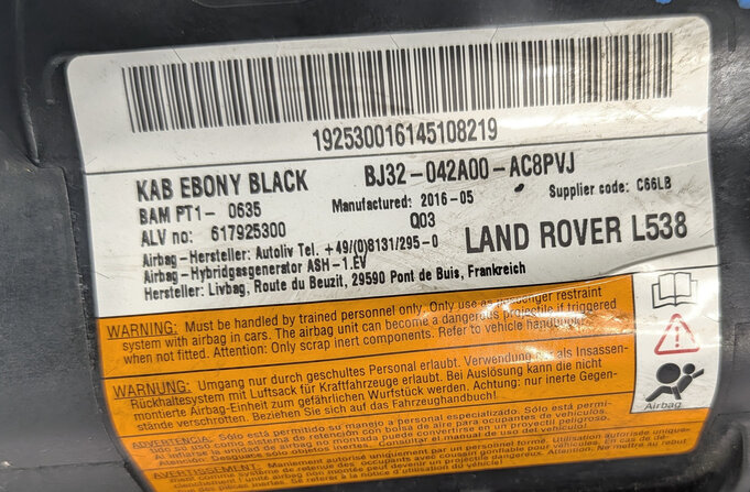 Thumbnail 7: 2015-2019 LAND ROVER DISCOVERY SPORT (L550) LEFT DRIVER KNEE AIRBAG (BLACK)