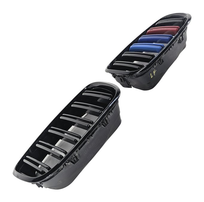 07-14 BMW X5 X6 (E70 E71) FRONT LEFT & RIGHT UPPER BUMPER GRILLE VENT TRIM SET/2