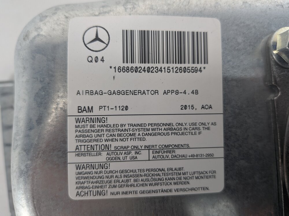 Thumbnail 9: 12-19 MERCEDES GL350 GL450 GL550 ML350 ML550 (W166 X166) PASSENGER DASH AIRBAG