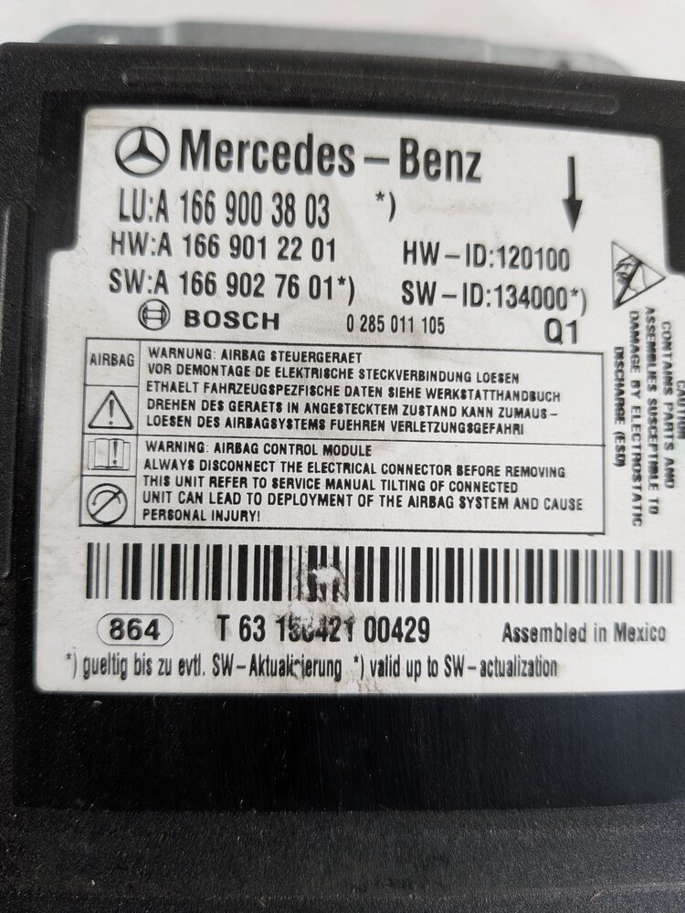 Thumbnail 8: 2015 MERCEDES G550 G63 G65 GL350 GL450 GL550 ML250 ML350 ML400 SRS BAG MODULE