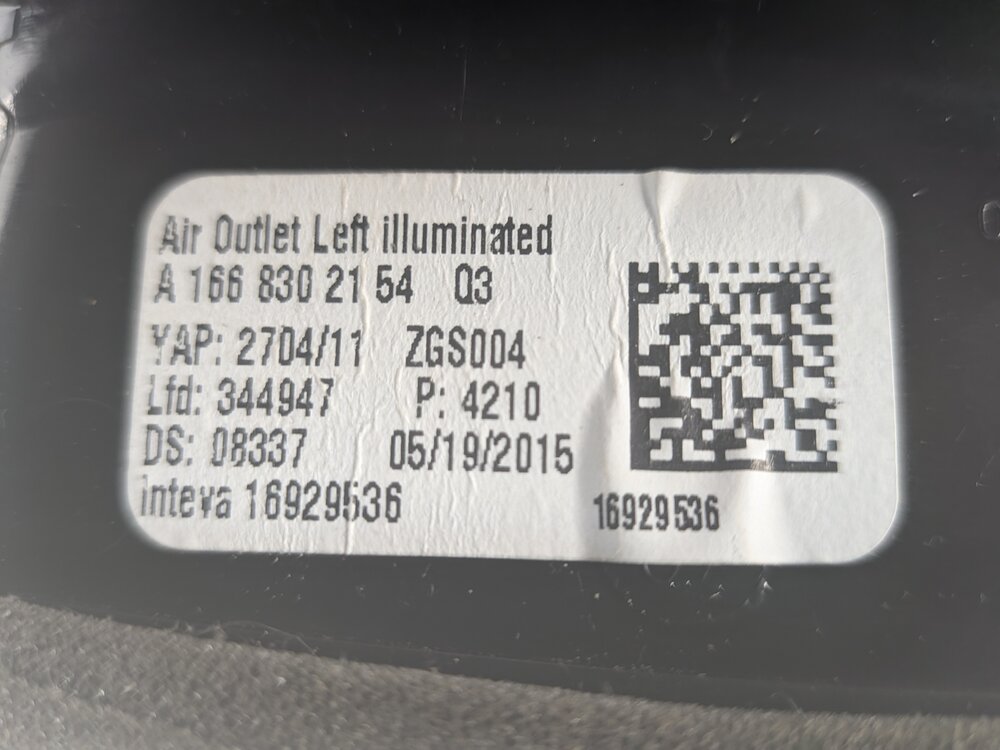 Thumbnail 8: 2015 MERCEDES GL450 (X166) FRONT LEFT DRIVER DASH HEAT AIR AC HVAC VENT (Black)