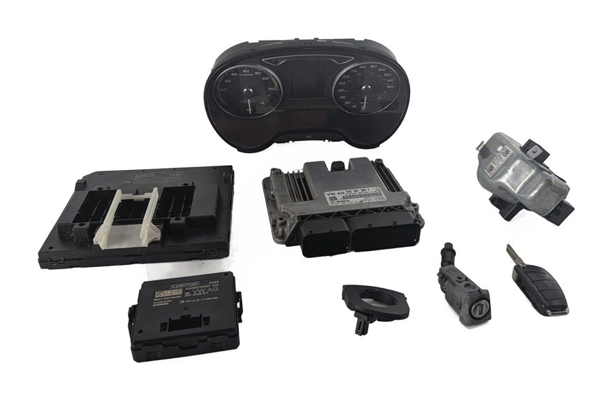 Thumbnail 2: 2017 AUDI A3 E-TRON 8V 1.4L CXUA ECM BCM CLUSTER GATEWAY IMMOBILIZER KEY SET/8