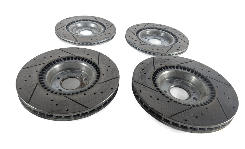Thumbnail 2: 2012 AUDI A6 (C7 4G) POWER STOP FRONT & REAR DRILLED SLOTTED BRAKE ROTOR SET/4