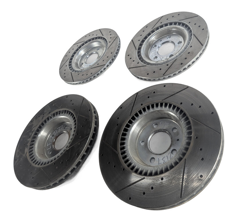 Thumbnail 4: 2012 AUDI A6 (C7 4G) POWER STOP FRONT & REAR DRILLED SLOTTED BRAKE ROTOR SET/4