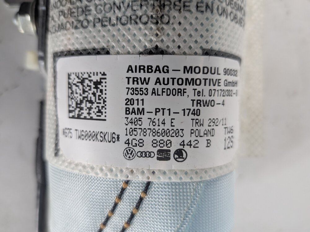 Thumbnail 9: 2012 AUDI A6 (C7 4G) REAR RIGHT SEAT SRS AIRBAG AIR BAG SUPPLEMENTAL RESTRAINT