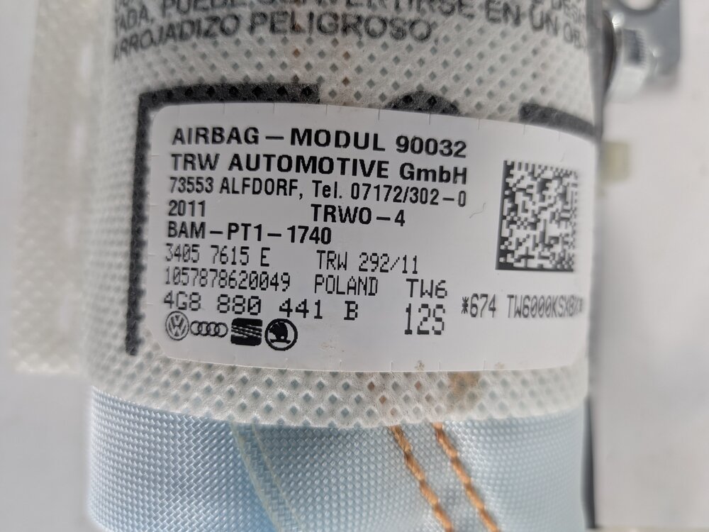 Thumbnail 9: 2012 AUDI A6 (C7 4G) REAR LEFT SEAT SRS AIRBAG AIR BAG SUPPLEMENTAL RESTRAINT