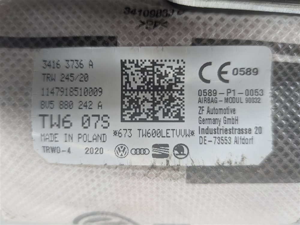 Thumbnail 9: 2015-2018 AUDI A3 S3 (8V) RIGHT FRONT PASSENGER SEAT AIRBAG AIR BAG
