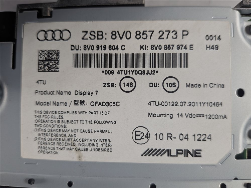 Thumbnail 10: 17-20 AUDI A3 S3 RS3 8V FRONT CENTER DASH INFORMATION MEDIA DISPLAY SCREEN